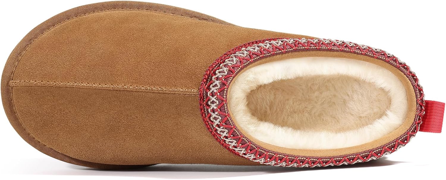 Genuine Suede Fuzzy Slippers for Women Winter Warm House Shoes Cozy Mini Boots for Indoor Outdoor - Image 6