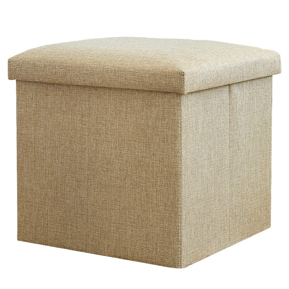 Pouf repose-pieds coffre en tissu pour un salon chaleureux et ordonné