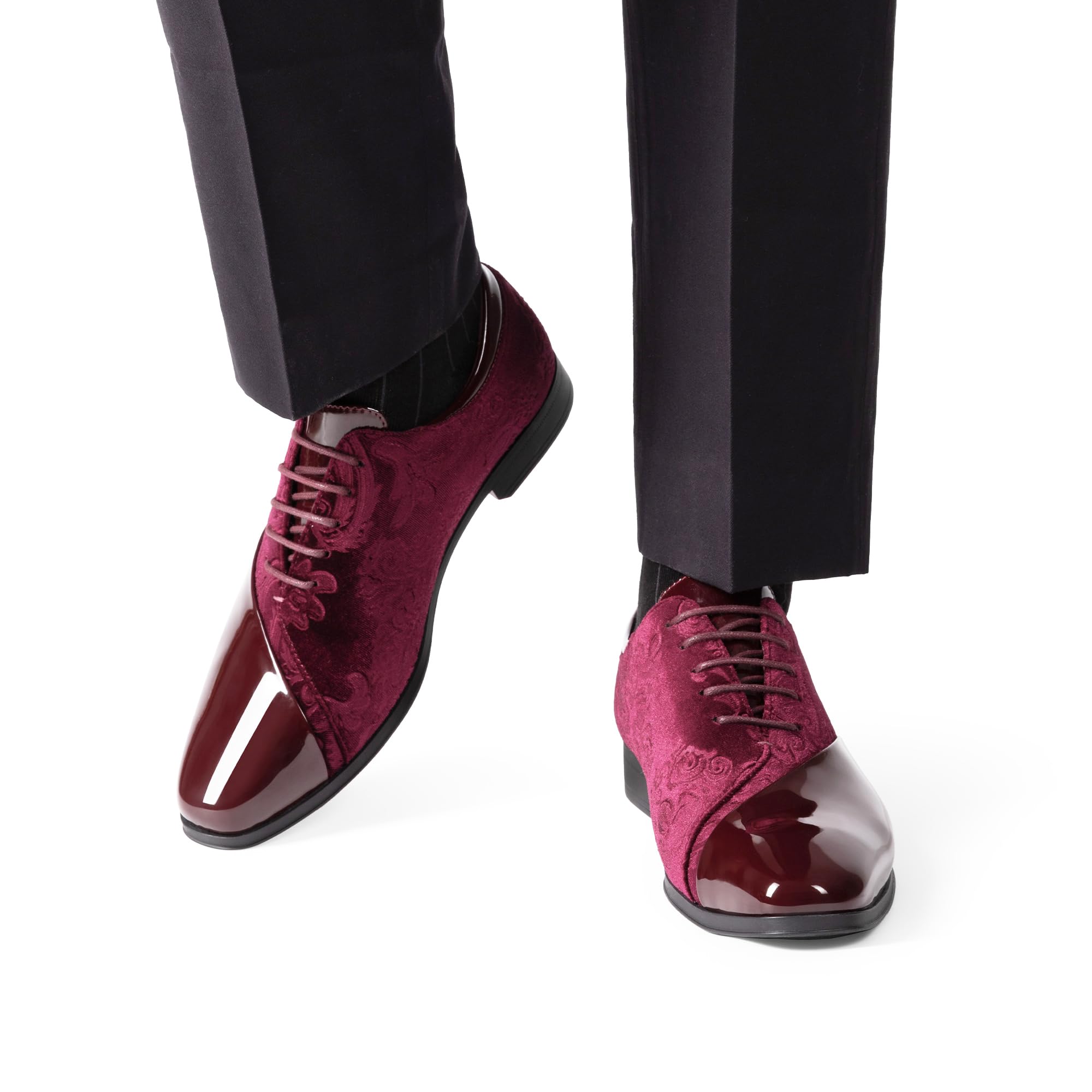 Bruno Marc Scarpe da smoking da uomo, classiche, in velluto, con lacci, stile Caden Oxford