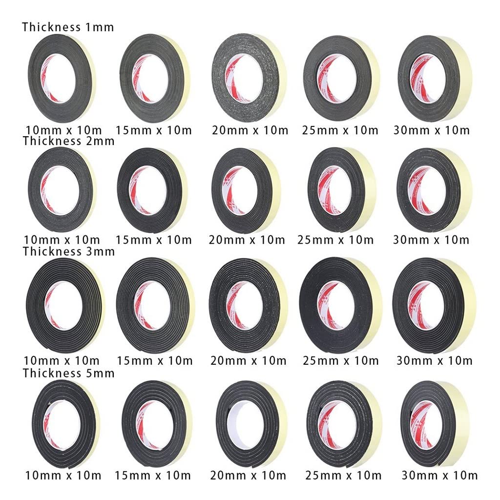 Sponge Single-Sided Tape 3mm 20mm x 5m Foam Sealant Strip for Car Sound Insulation