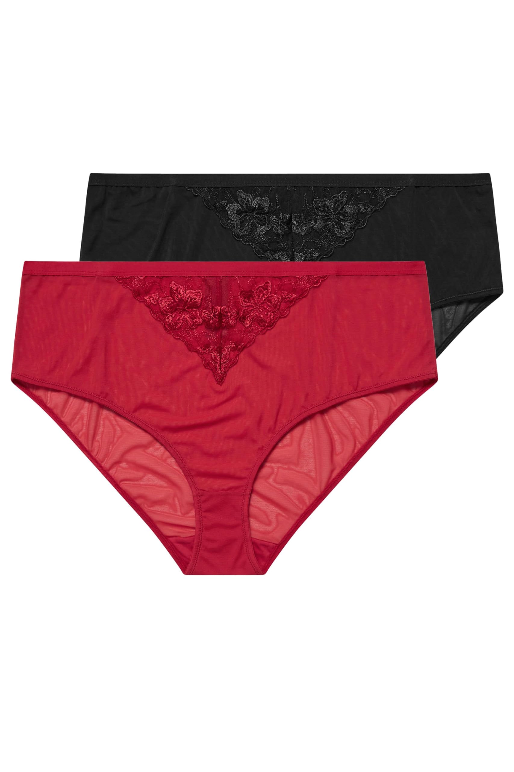 Yours 2 Pack Lace Briefs - Red - Size 26-28 - Female