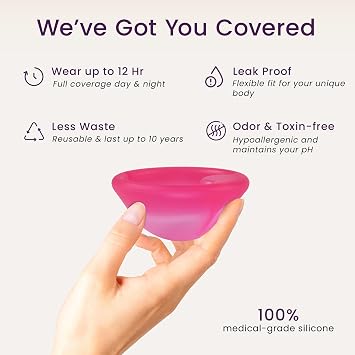 Ecoblossom Reusable Menstrual Disc - Menstrual Cup - Soft Period Disc for Women Designed with Tab, Medical-Grade Silicone Period Cup (Medium - Magenta)