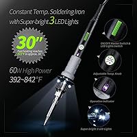 Vista 3 de YIHUA 947-V Soldering Iron Kit with 3 LED Lights, Temperature Control, 5 Premium Solder Tips, Desoldering Pump, Indicator & ON/OFF Switch-60 Watts