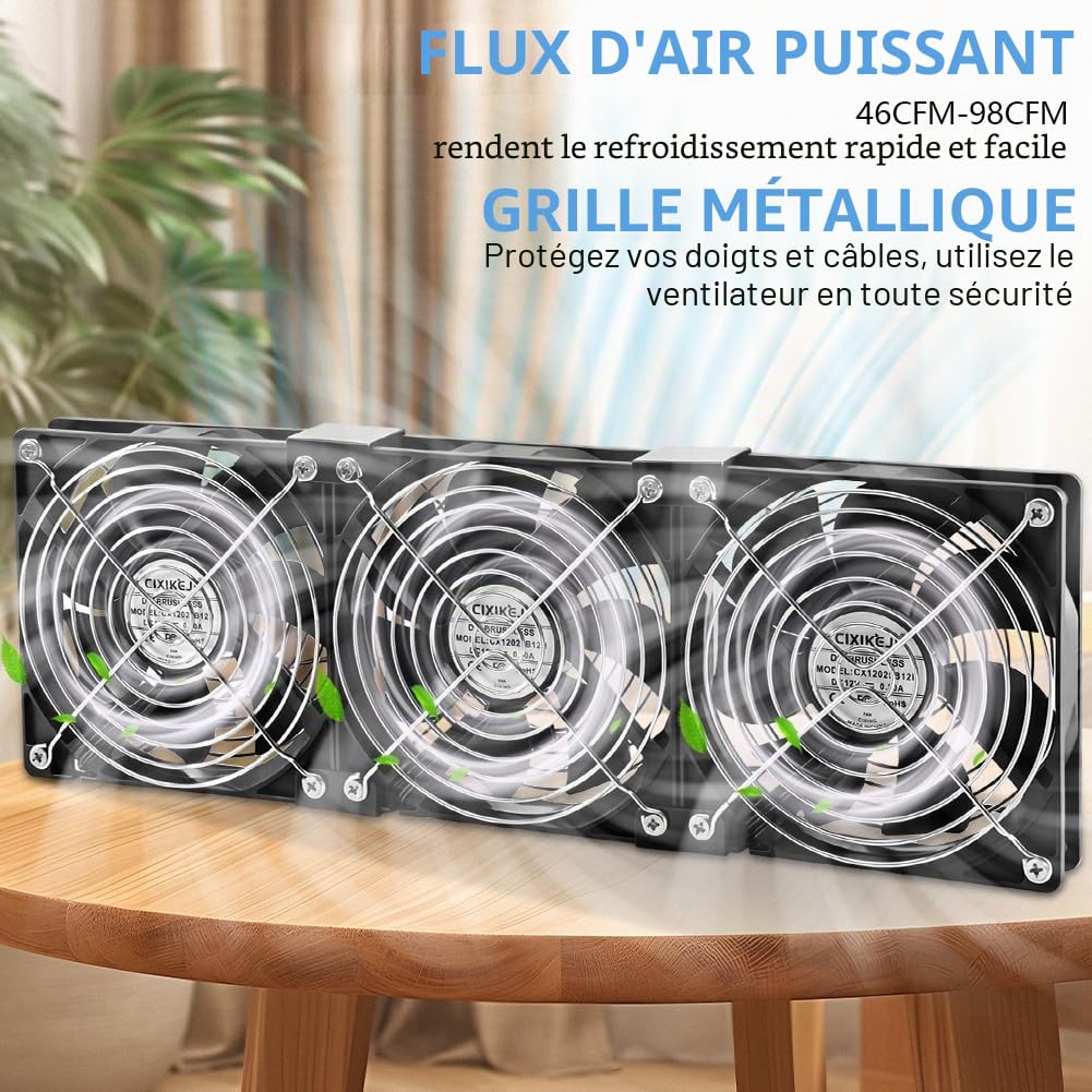 Ventilateur de Doîtier 480 mm 12 V PC Avec Protection de Grille en Métal, AC 220 V-240 V, Contrôle de la Vitesse Réglable, Ventilateur de Refroidissement Sans Balais Pour Ordinateur/Serveur