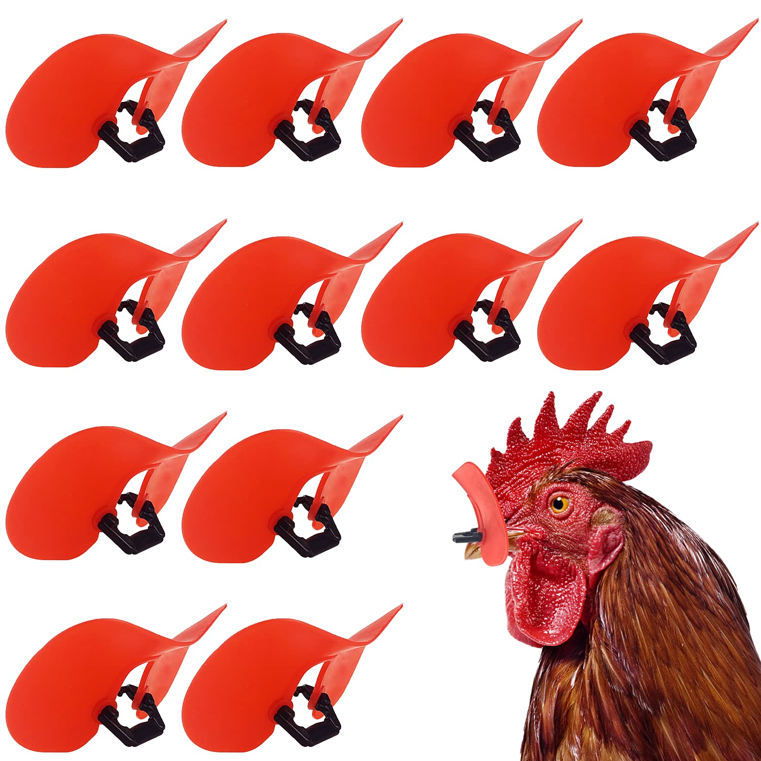 20 Pezzi Senza Perno Bullone Di Pollo Occhiali Occhiali Pollo Occhiali Anti Beccare Polli Attrezzature Agricole Rosso