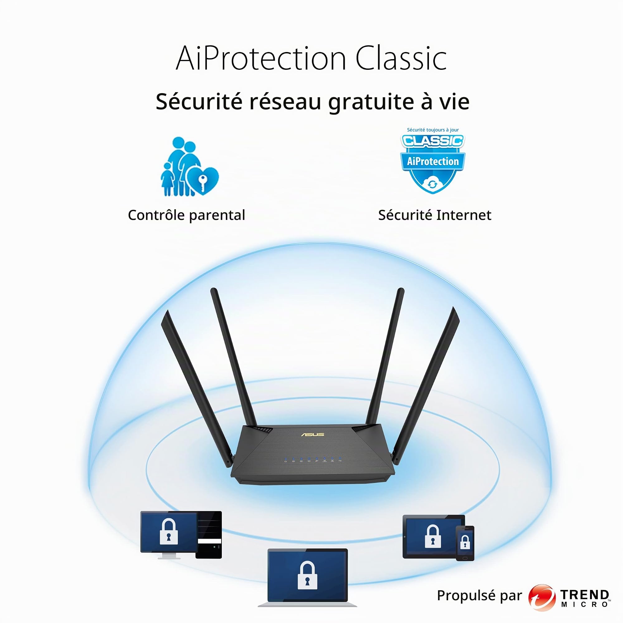 ASUS Routeur sans Fil Double Bande Gigabit Ethernet RT-AX53U - Noir