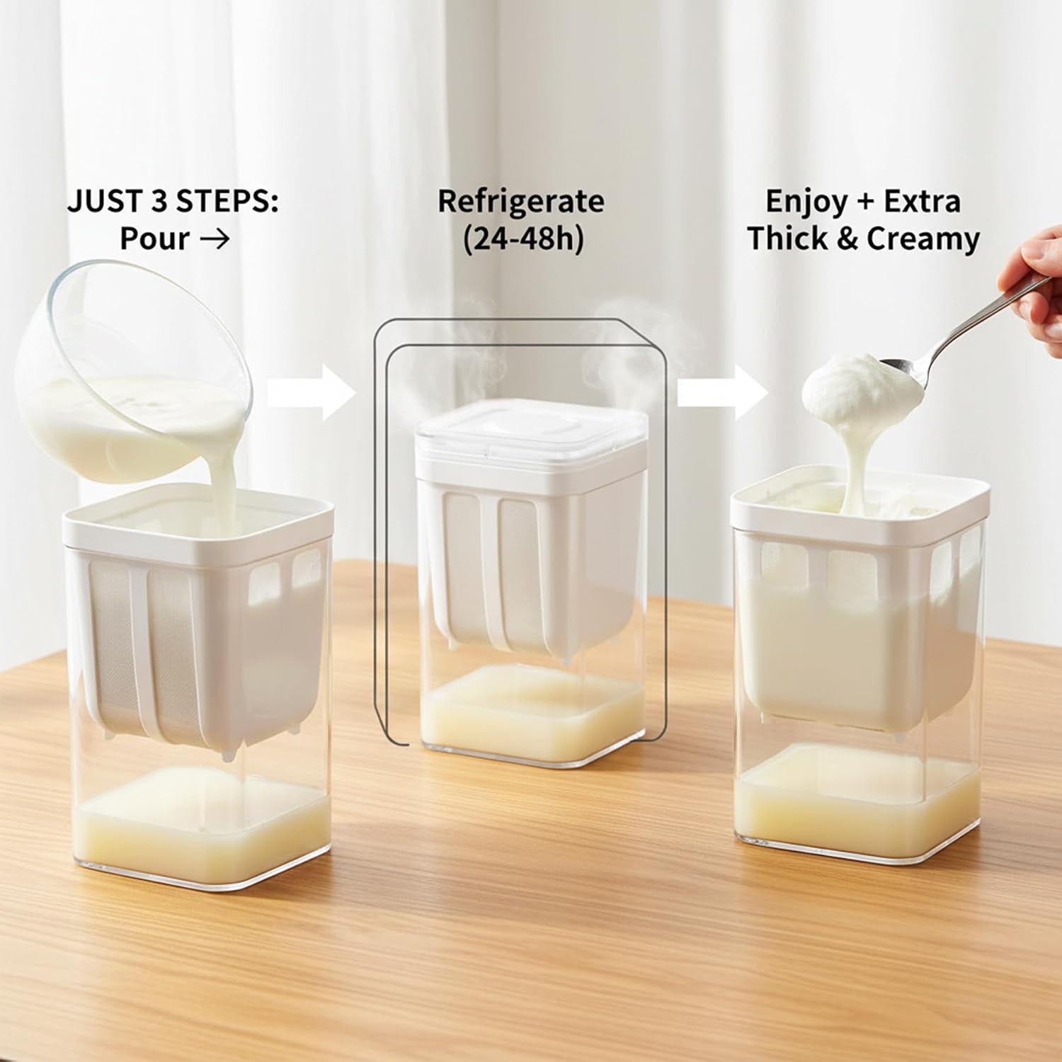 2 Pcs Greek Yogurt Strainer 1100ml with Fine Mesh Bags