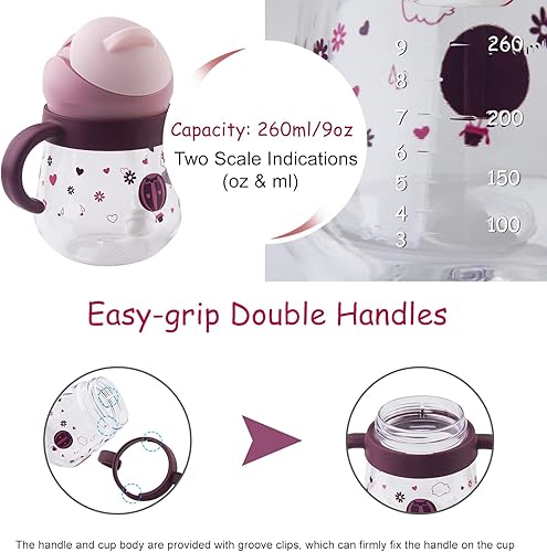 Miniatura 4 de Vaso para bebés de 6 meses en adelante, vaso con popote con peso antiderrames para niños pequeños, vaso de paja para bebé con asas, a prueba de