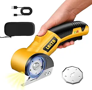 Electric Scissors with LED Light and Battery Display , High Speed Cardboard Cutter with Large Capacity Battery ,Suitable for Cutting Leather, Carpet and Plastic etc