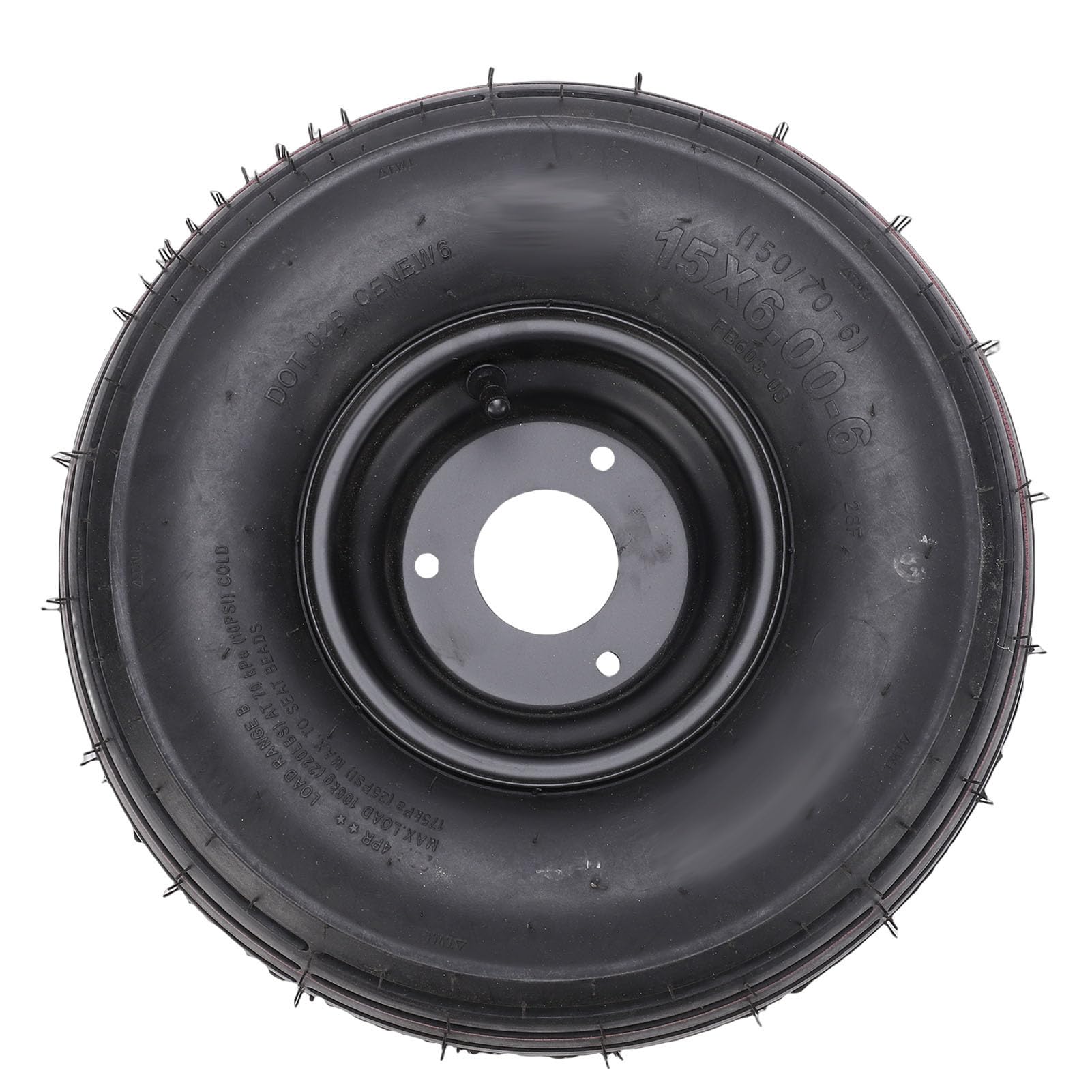 Conjunto de Neumático y Rueda 15x6.00-6, Neumático de Cortacésped Resistente para Tractor Jardín, Rendimiento Confiable y Fácil Instalación, Ajuste Universal