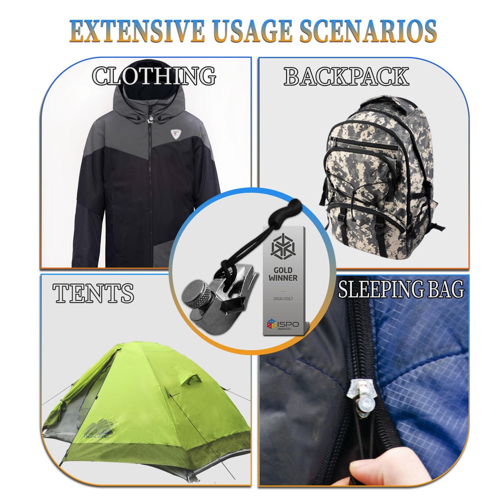 munkees® Set di riparazione per cerniera lampo - Universale e facilissimo da usare - Set di riparazione per cerniera lampo - Zip di ricambio per kit di riparazione (1 x M, L Argento)
