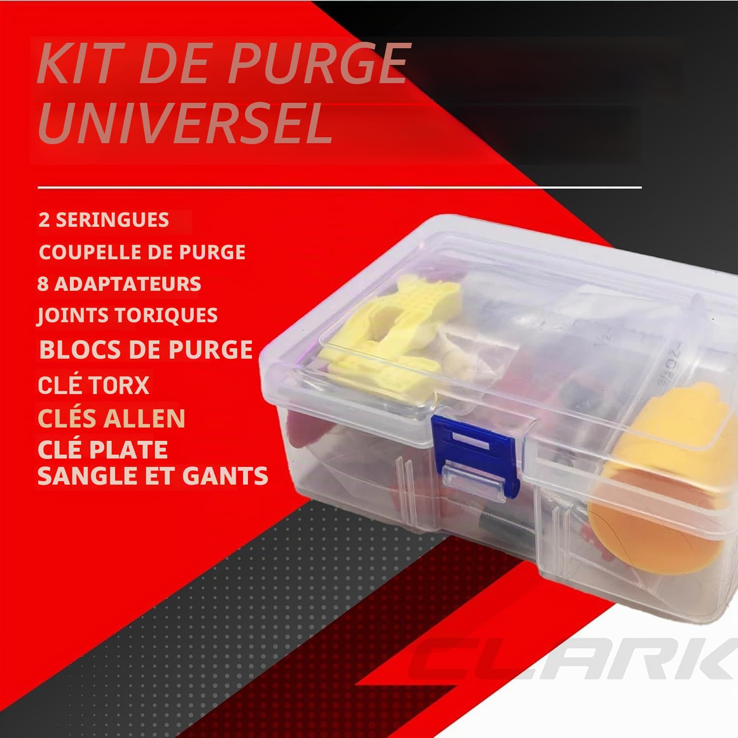Clarks Cycle Systems Kit d'outils Universel de Purge de Frein à Disque hydraulique, Compatible avec Clarks, Shimano, Avid, Sram, Magura et la Plupart des Autres Marques