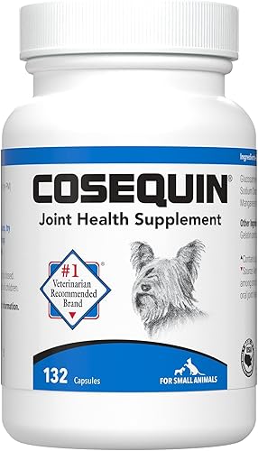 Nutramax Cosequin Suplemento de salud articular para gatos y perros pequeños, con glucosamina y condroitina, 132 cápsulas