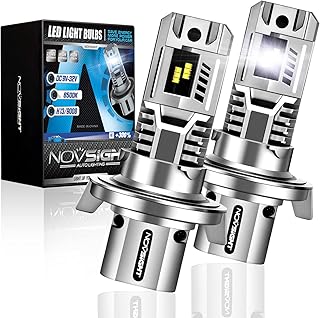 NOVSIGHT 9008/H13 LED Headlight Bulbs,13000 Lumens 1:1 Size Wireless All-in-one Design High and Low Beam LED Headlights Conversion Kits,6500K Cool White 55W Hi/Lo Beam,Plug & Play Halogen Replacement