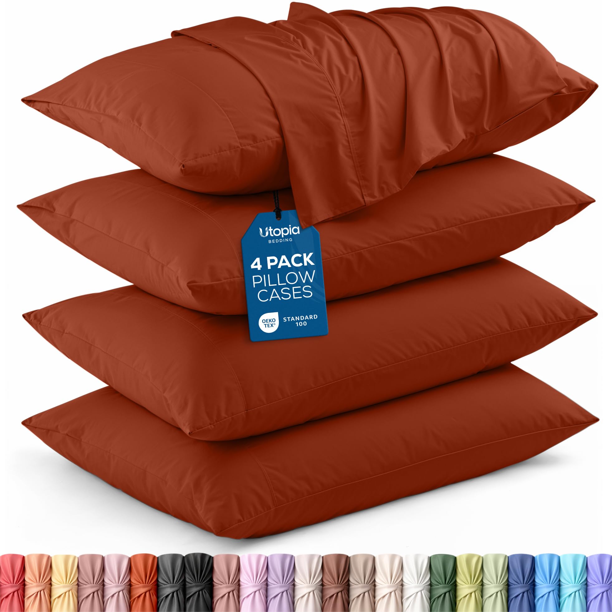 Utopia Bedding Queen Pillow Cases - 4 Pack - Envelope Closure - Soft Brushed Microfiber Fabric - Shrinkage and Fade Resistant Pillow Covers Queen Size 20 X 30 Inches (Orange)