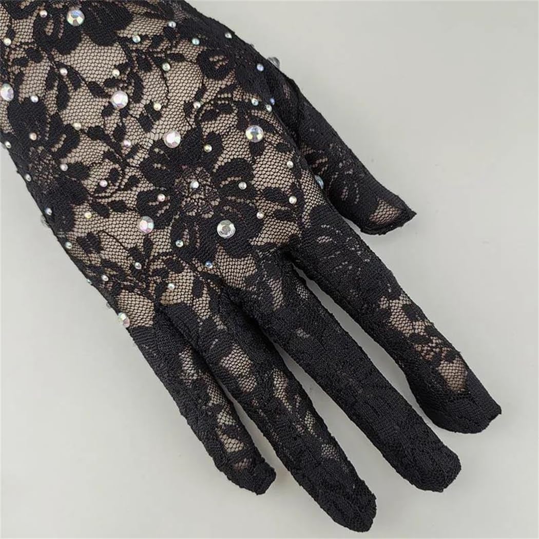 Dvbfufv Women Elastic Thin Mesh Flower Hollow Lace Sexy Gloves Vintage Halloween Party Accessories