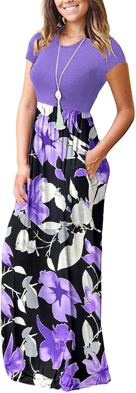 AUSELILY Women's Classic Short Sleeve Loose Plain Casual Long Maxi Dresses for Women 2026 - Image 2