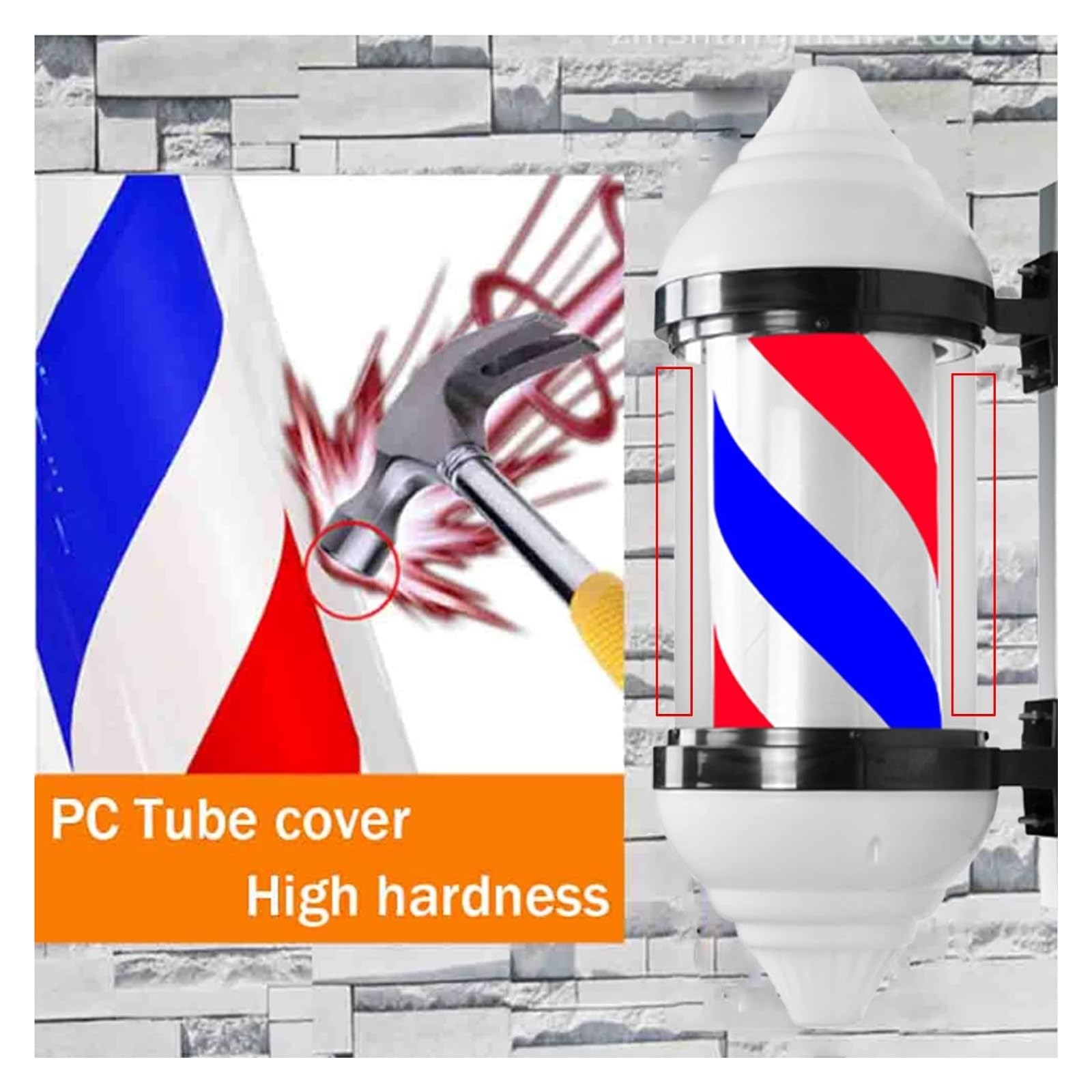 Kinkiety LED Barber Pole Wodoodporny Barber Pole Barbershop PC Tube Retro LED Obrotowe Światło Zewnętrzne Wodoodporny Znak Kinkiet, 4, 4，4