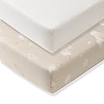 Burt\'s Bees Baby Essential Organic Cotton Fitted Crib Sheet, Breathable for Boy Girl Standard Crib & Toddler Mattresses