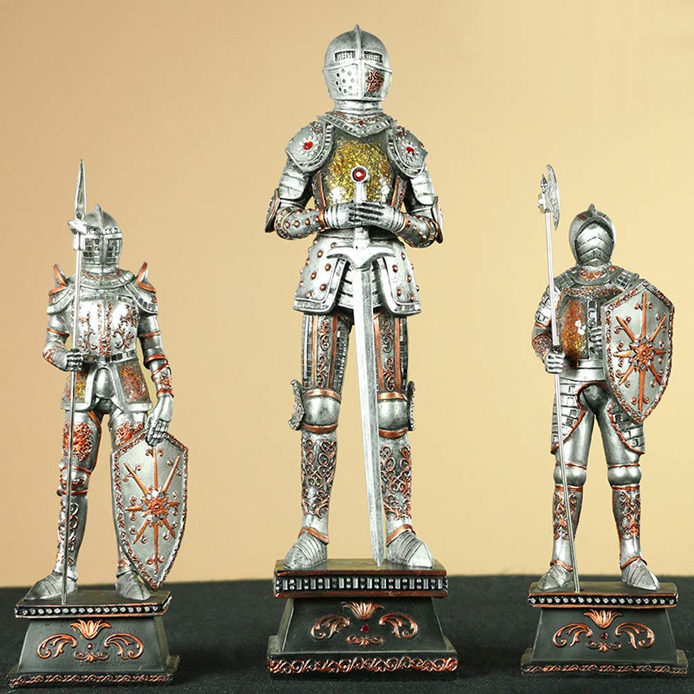Amazon.co.jp: 中世の剣士の像、鎧の彫刻の装飾の騎士のスーツ騎士の
