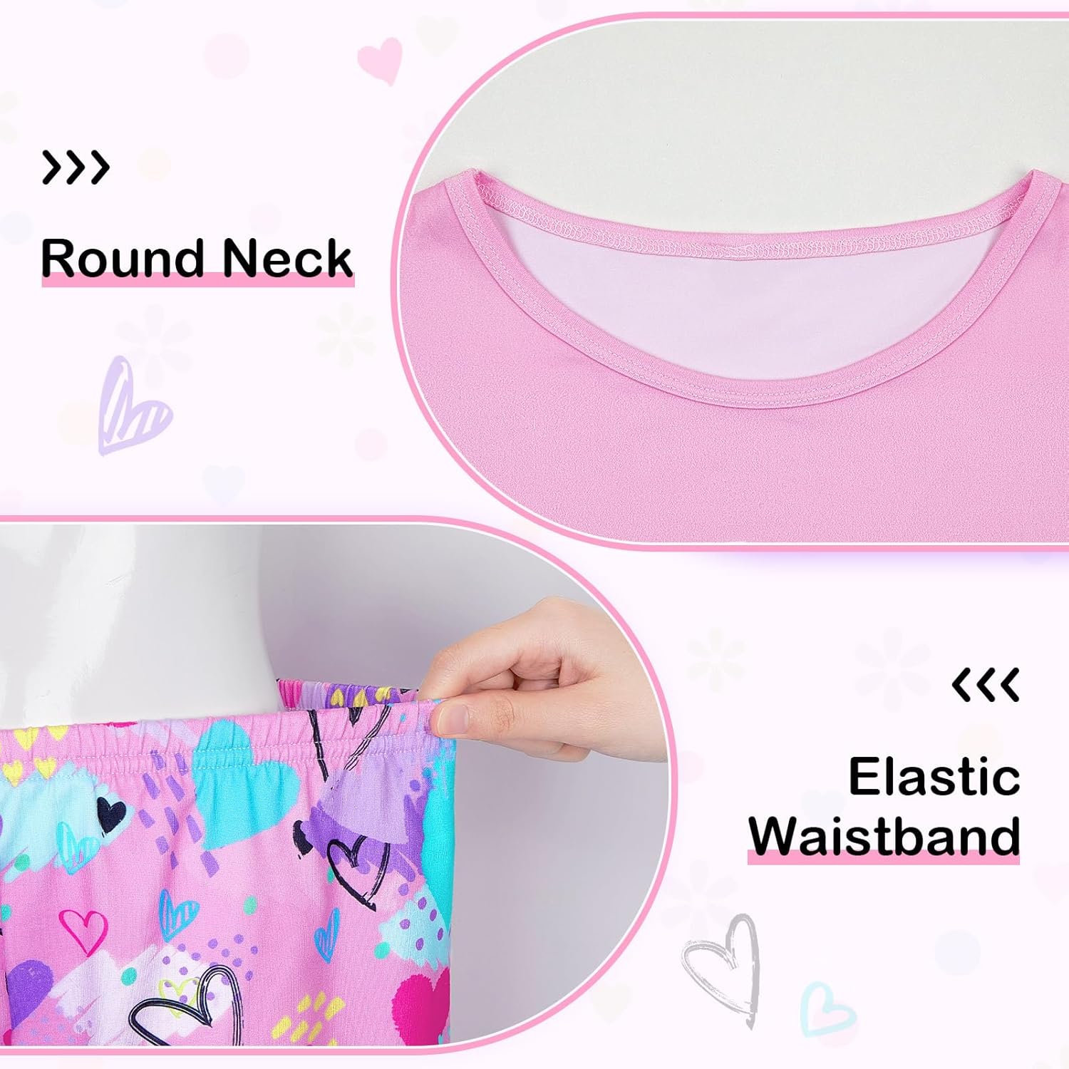 Play Tailor Girls Pajamas for Kids 2 PCS Summer Pjs Set Short Sleeve Top Sleepwear for Teen Girl 4-15 - Image 3