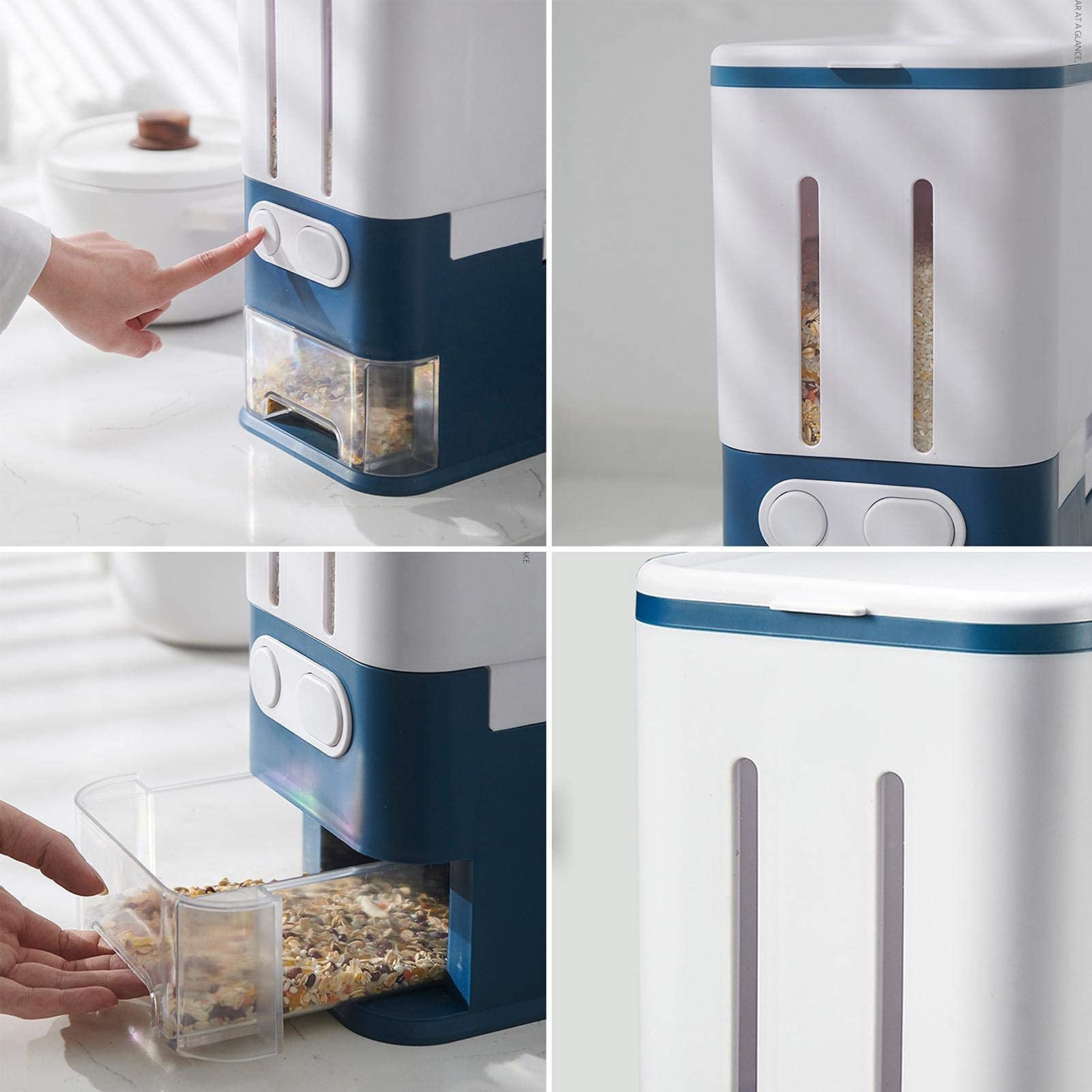 Contenedor de almacenamiento grande, caja de almacenamiento, para la cocina, filtro de plástico hermético con tapa, tarro de almacenamiento para almacenar pasta, muesli, arroz, harina y alimentos pa