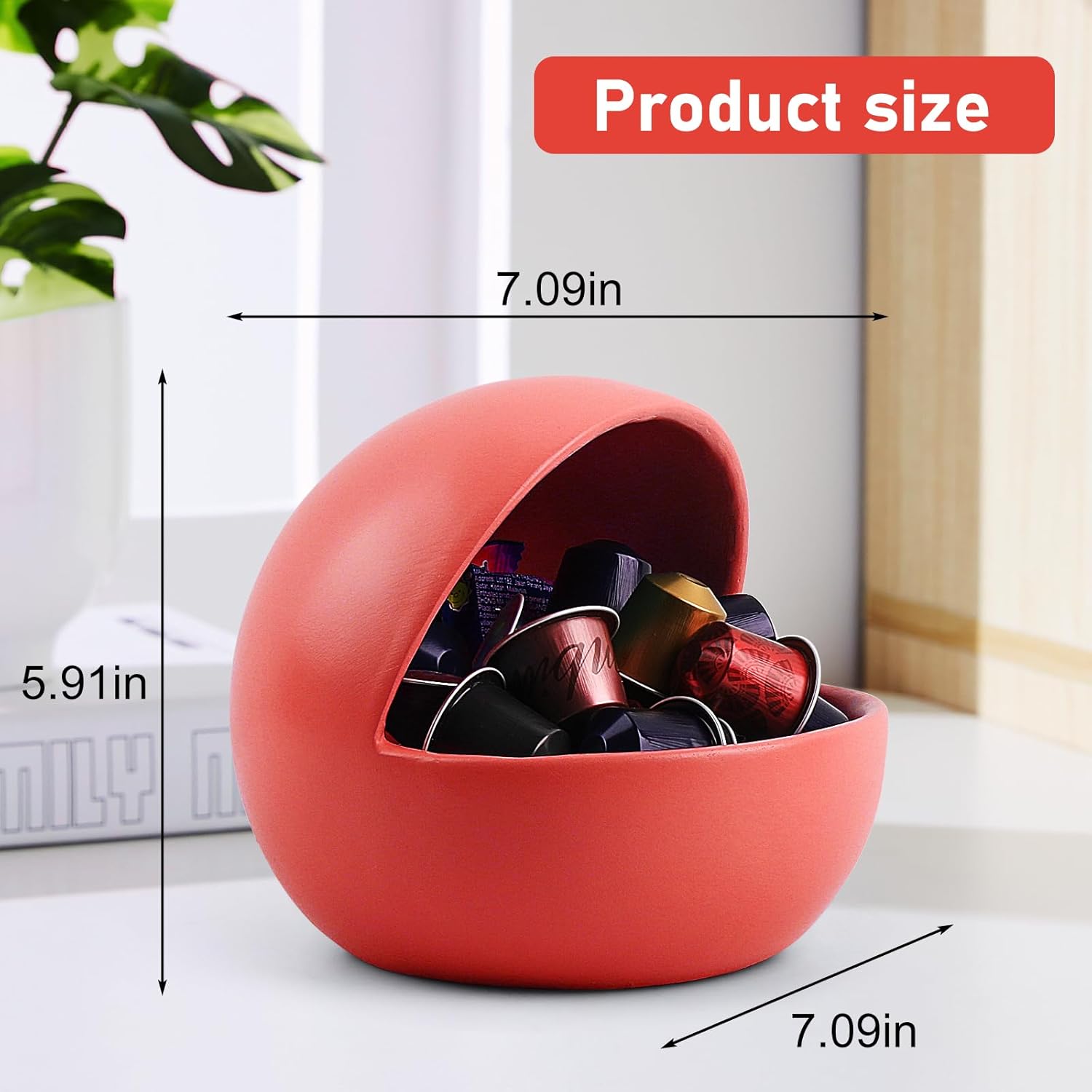 Decorative Red Candy Bowl For Kitchen Counter Key Bowl For Entryway Table Resin Multifunctional Modern Dish Red M
