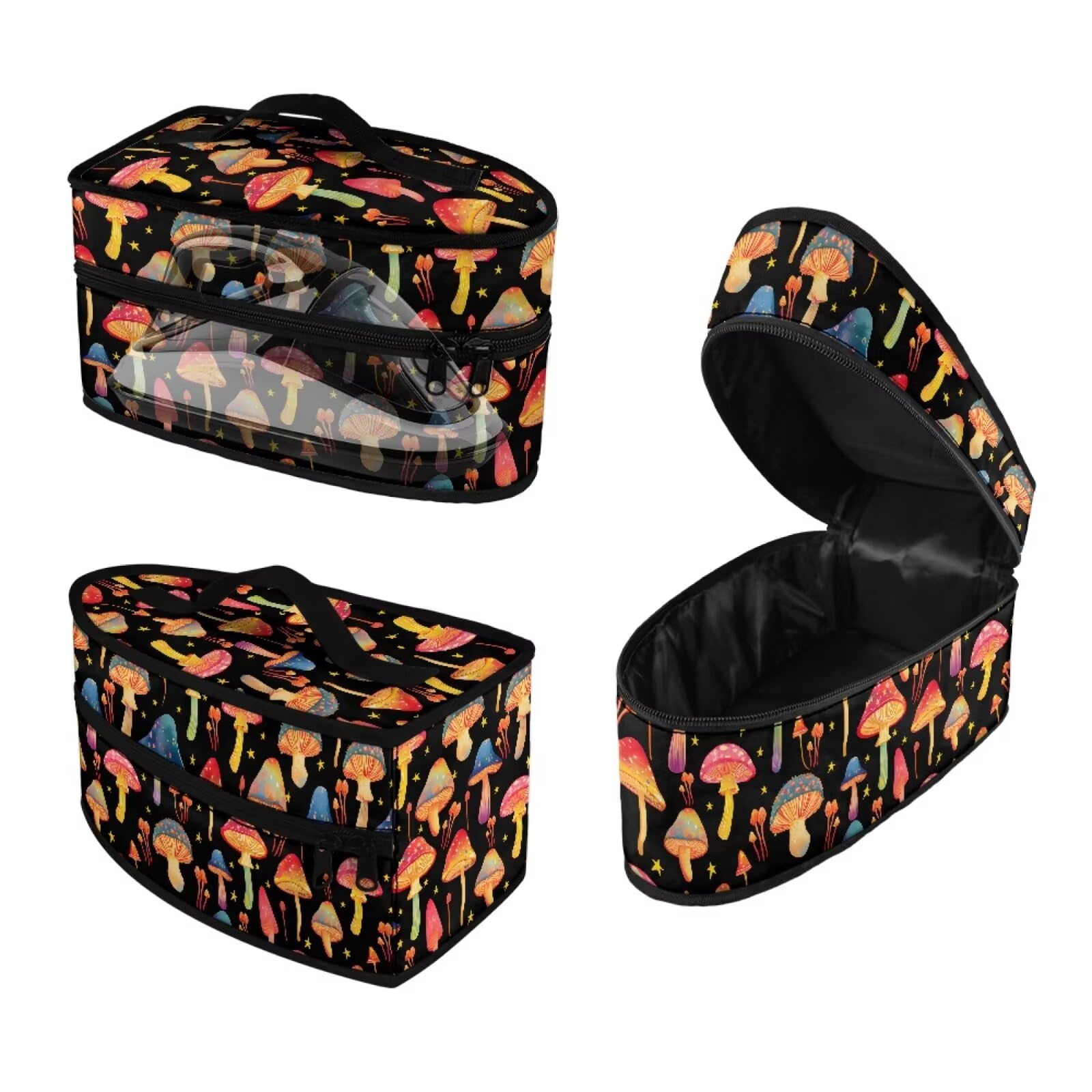 ASQVTIFE Mushrooms Iron Storage Bag Travel Steam Colorful Iron Bag for Handheld Garment Steamer Protective Carrying Box for Full Size Foldable Steamer Storage Bag Lightweight Irons Accessories