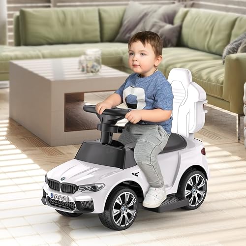 Miniatura 8 de Hetoy Coches de empuje 4 en 1 para niños pequeños de 1 a 3 años con luces LED música bocina y mango de empuje controlable blanco