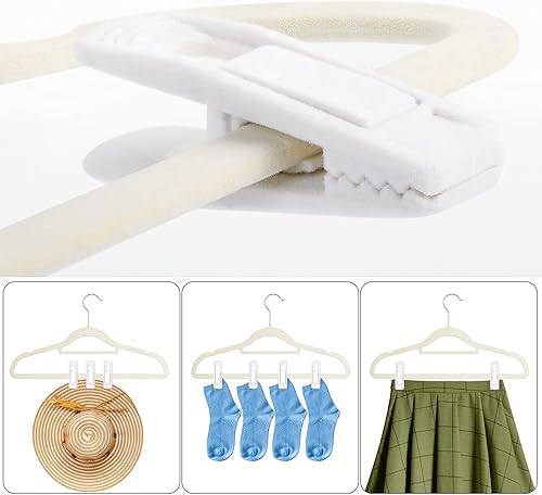 Miniatura 10 de Tinfol Clips de terciopelo marfil, 50 clips de terciopelo para pantalones, clip de apertura grande, clips fuertes flocados para dedos, perfectos