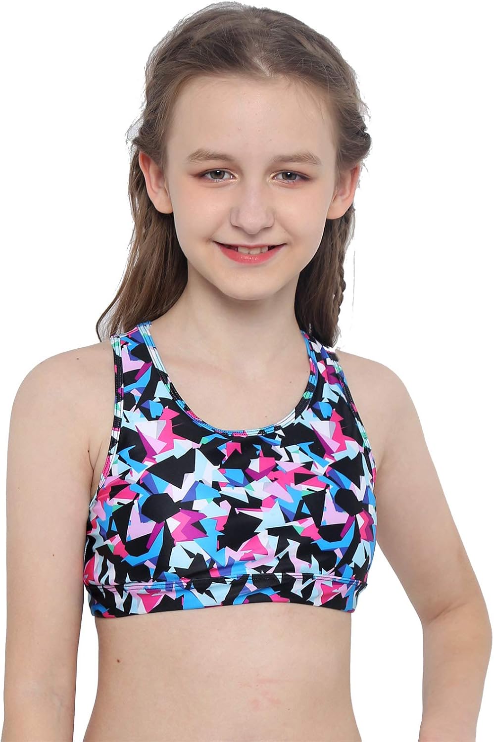 Kaerm Kid Girls Criss Cross Sport Training Bra Top Racerback Gymnastic Athletic Performance Crop Top