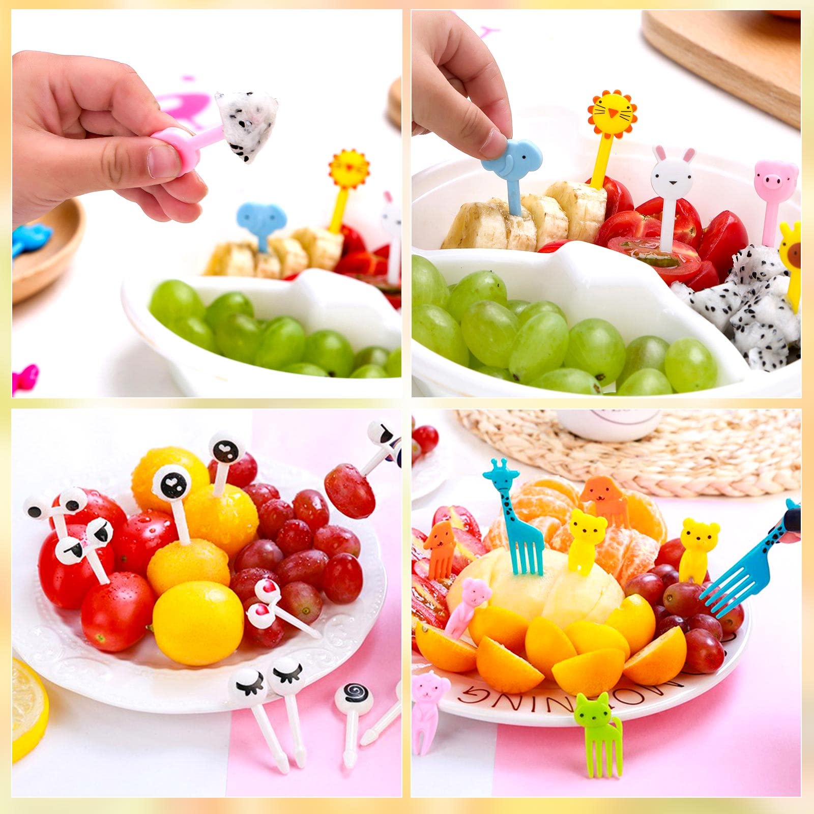 Bunte Essensspieße Für Kinder – 6 Stück, Grün, Rot, Blau, Weicher Kunststoff