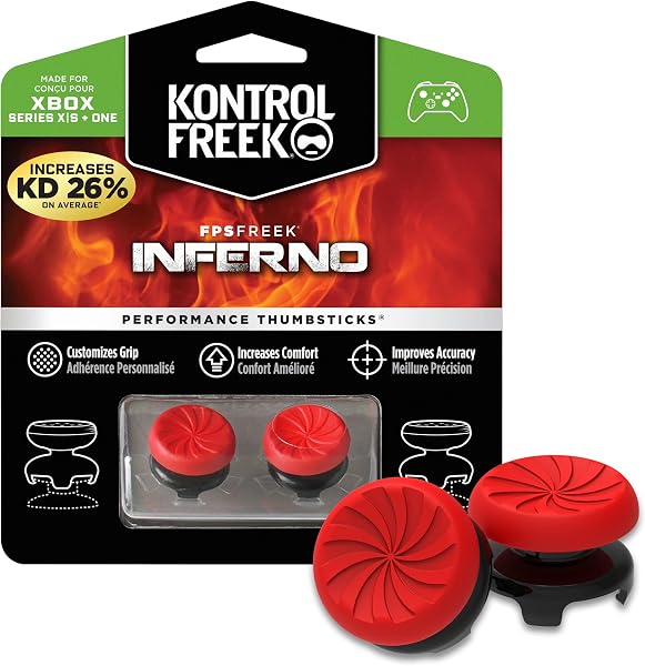 KontrolFreek FPS Freek Inferno for Xbox One and Xbox Series X Controller | Performance Thumbsticks | 2 High-Rise Concave | Red - 4