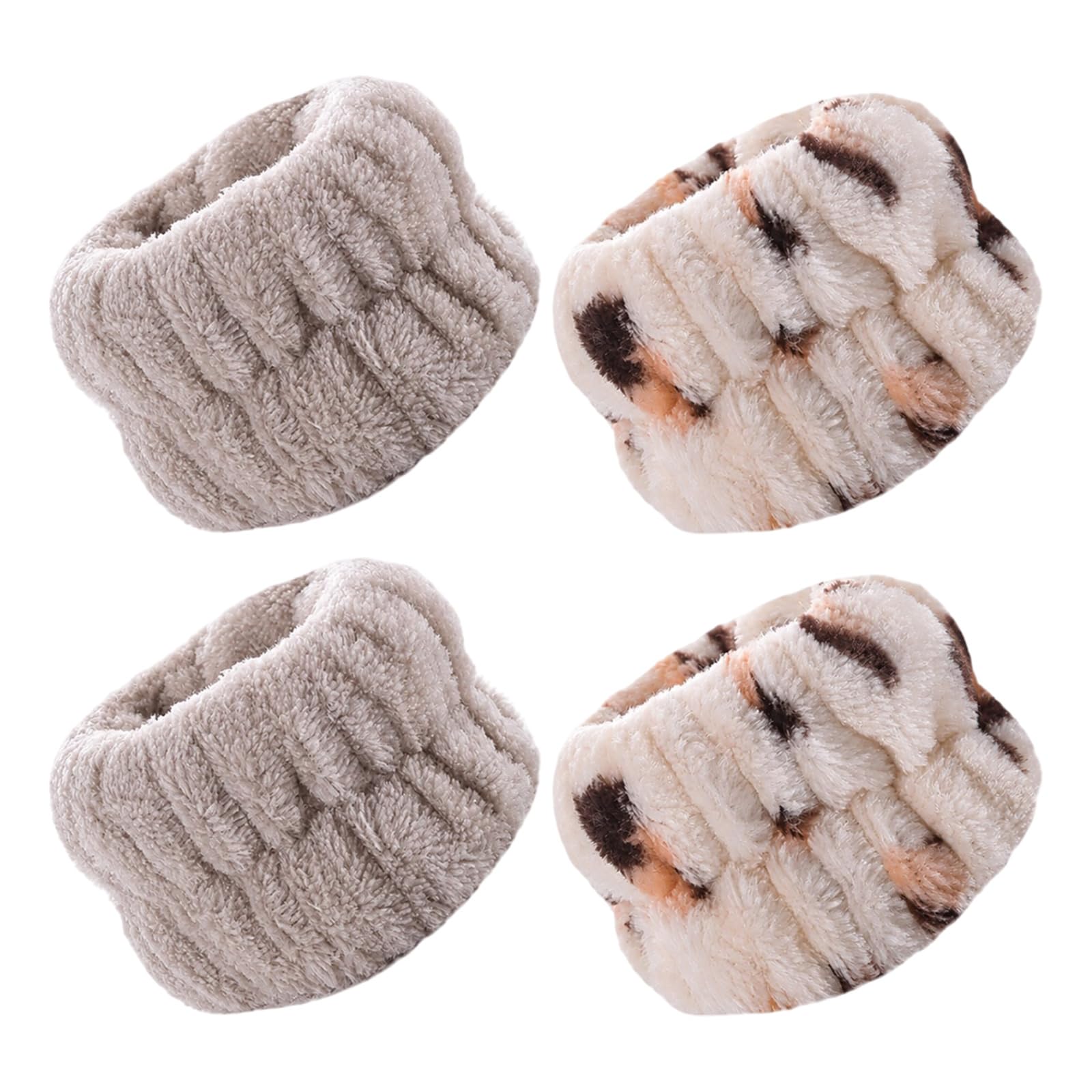 WVGSXBO 2 Pairs Microfiber Wrist Washbands, Elastic Absorbent Face Wash Wristbands for Face Washing Skincare Yoga Sports, Camel & Leopard Print