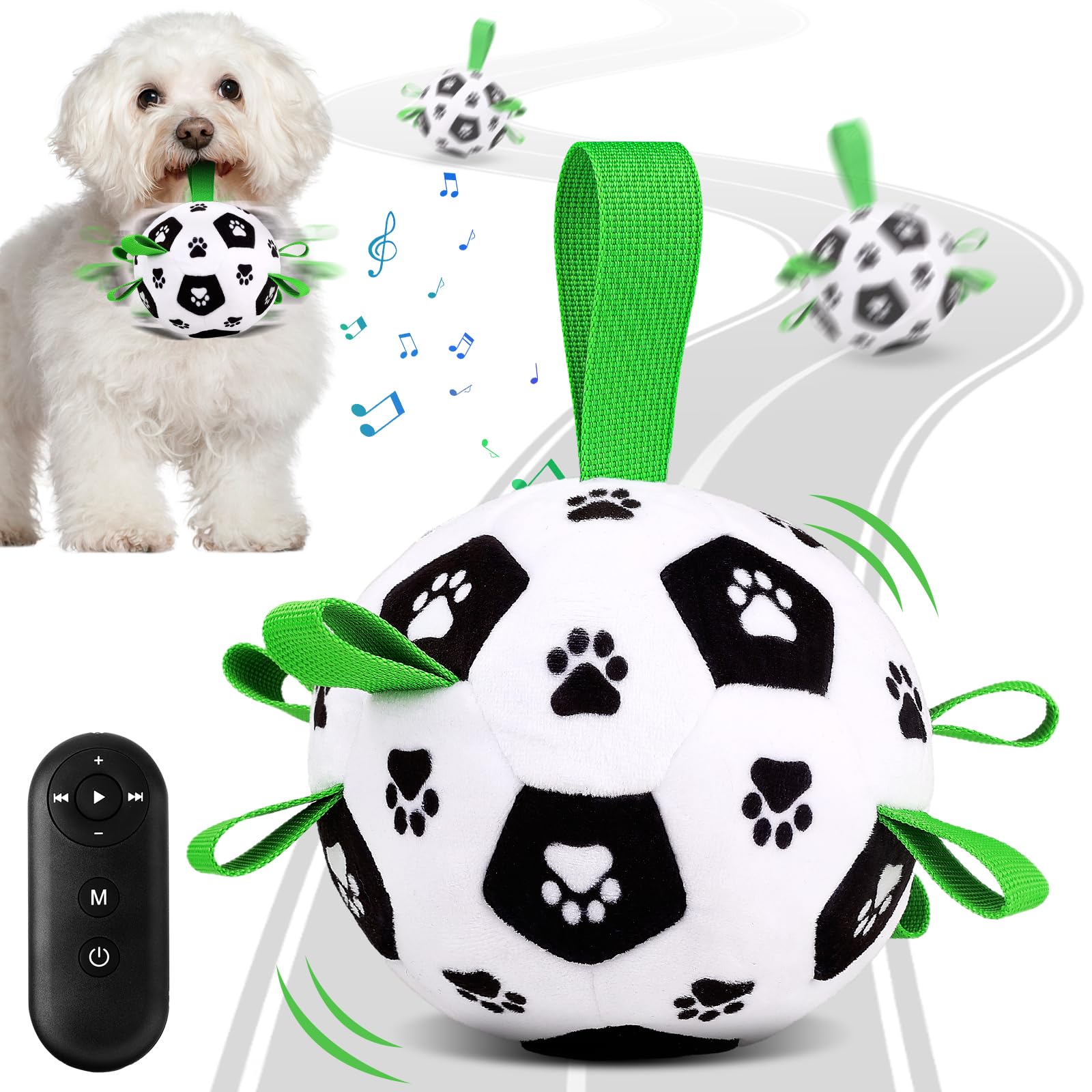 QDAN Interactive Dog Toys Jumping Squeaky Dog Toys to Keep Them Busy Music Recording Dog Ball Moving Dog