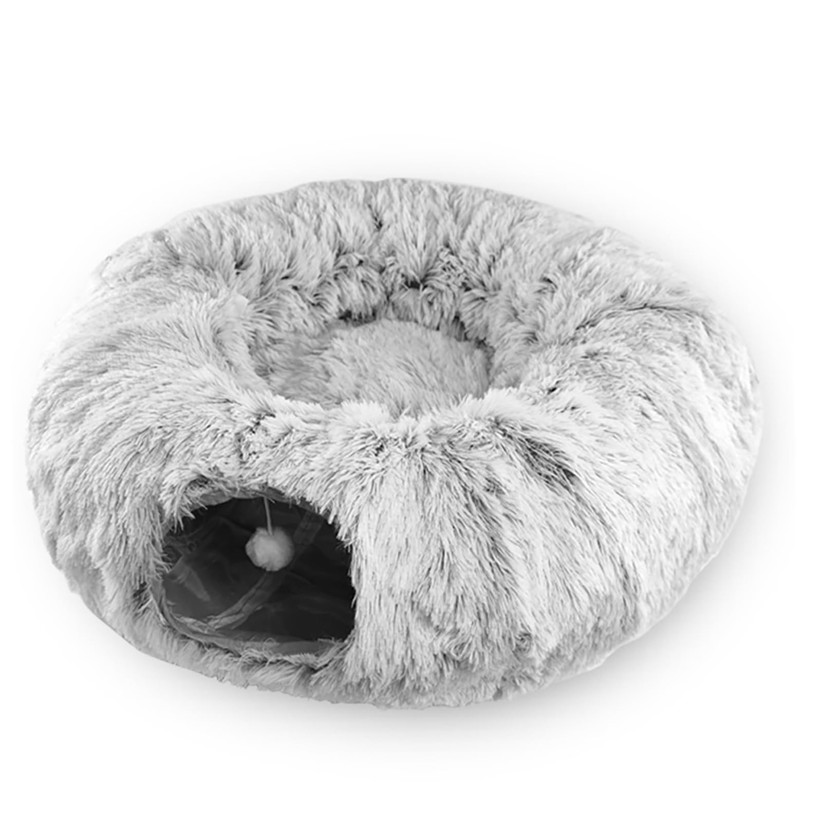 Plush Cat Tunnel Bed Collapsible FluffyTunnels for Indoor Cats Stuff Accessories for Puppy, Kitty, Kitten, Rabbit Small Pets Bed Toy