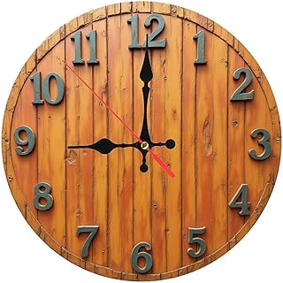 Antique Teal & Burnt Orange Reclaimed Wood Wall Clock