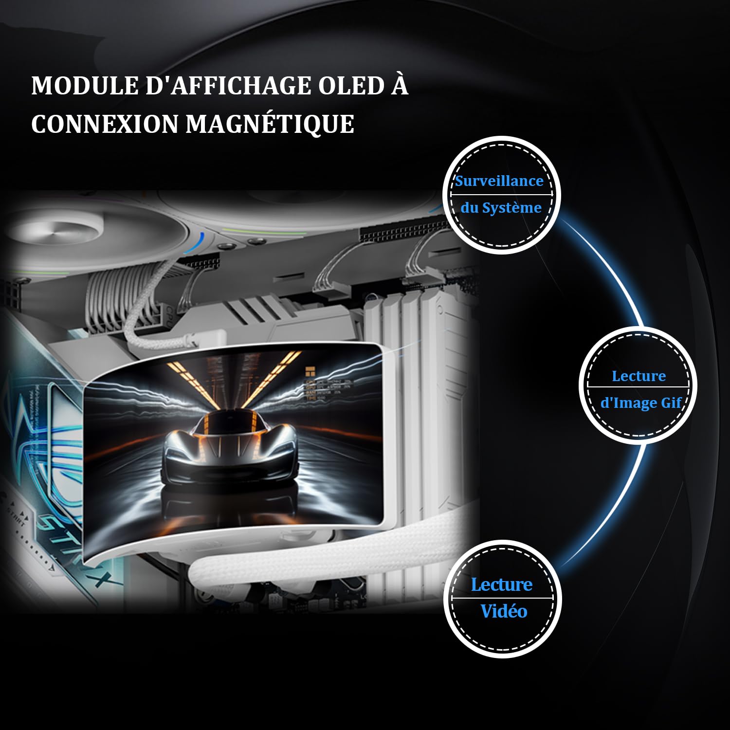 Thermalright Rainbow Vision 360 Turbo ARGB - Ventola di raffreddamento a liquido per CPU AM5 / Intel LGA1851 / 1700, schermo curvo da 6,67 pollici, ventosa magnetica, risoluzione 2400 x 1080