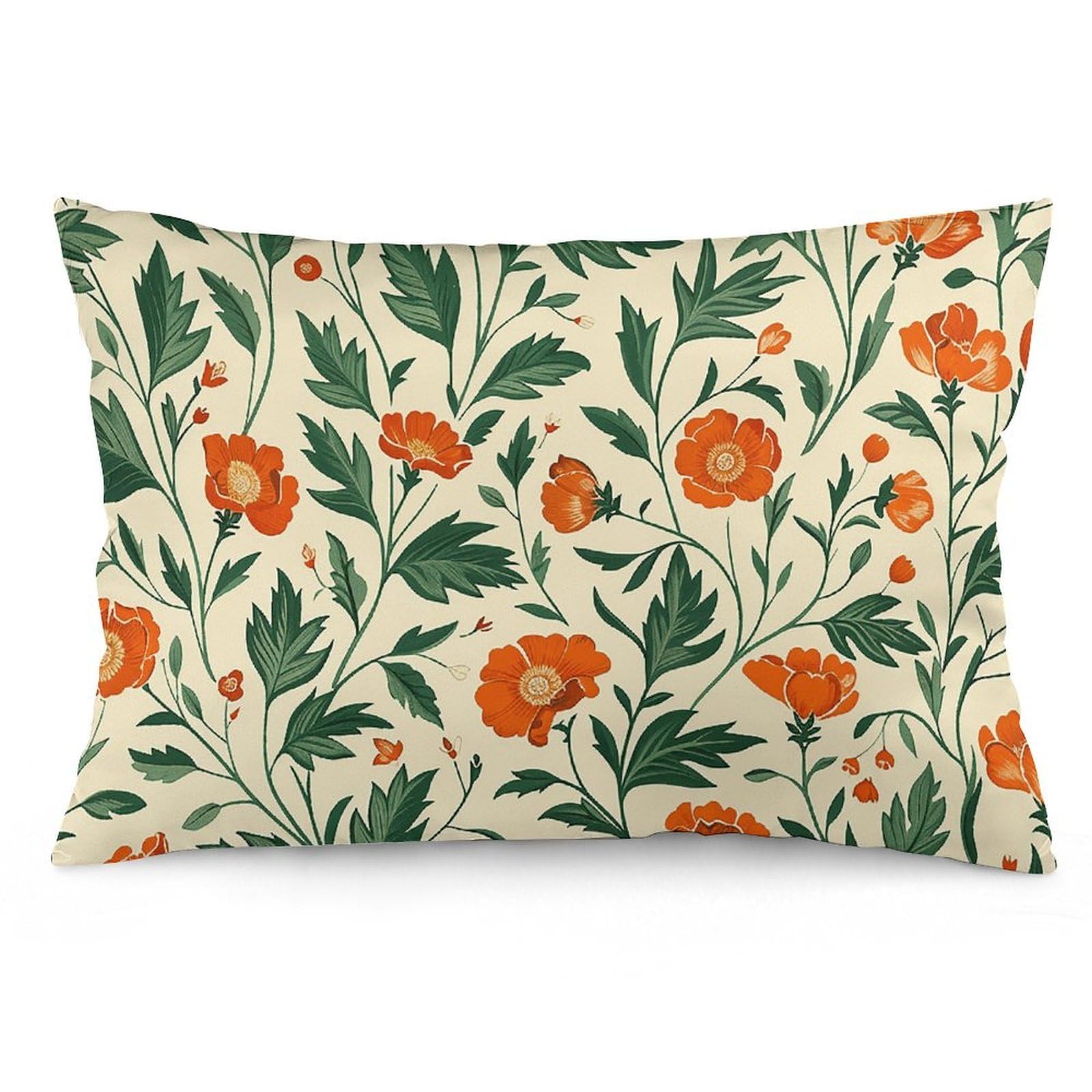 2 Pack Pillow Cases for Hair and Skin, Soft Breathable Pillow Case Covers with Hidden Zipper, Flower Pillowcase 12 "x20 Pillow Covers for Sleeping Gift