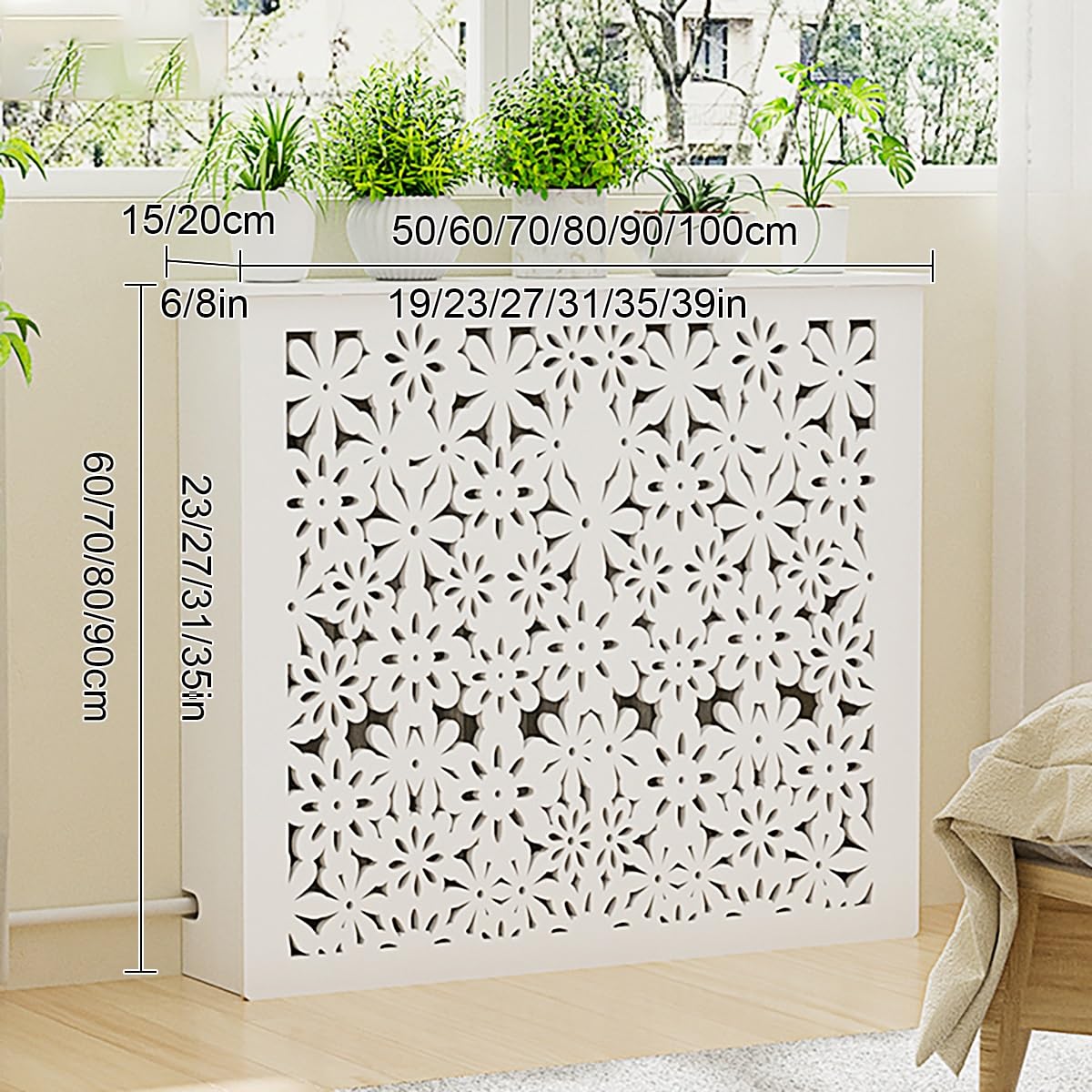 Nowoczesna osłona chłodnicy - stylowe rozwiązanie grzewcze, mocna półka nośna, łatwa instalacja, idealna do domu i salonu, biała, 152 x 18 cm