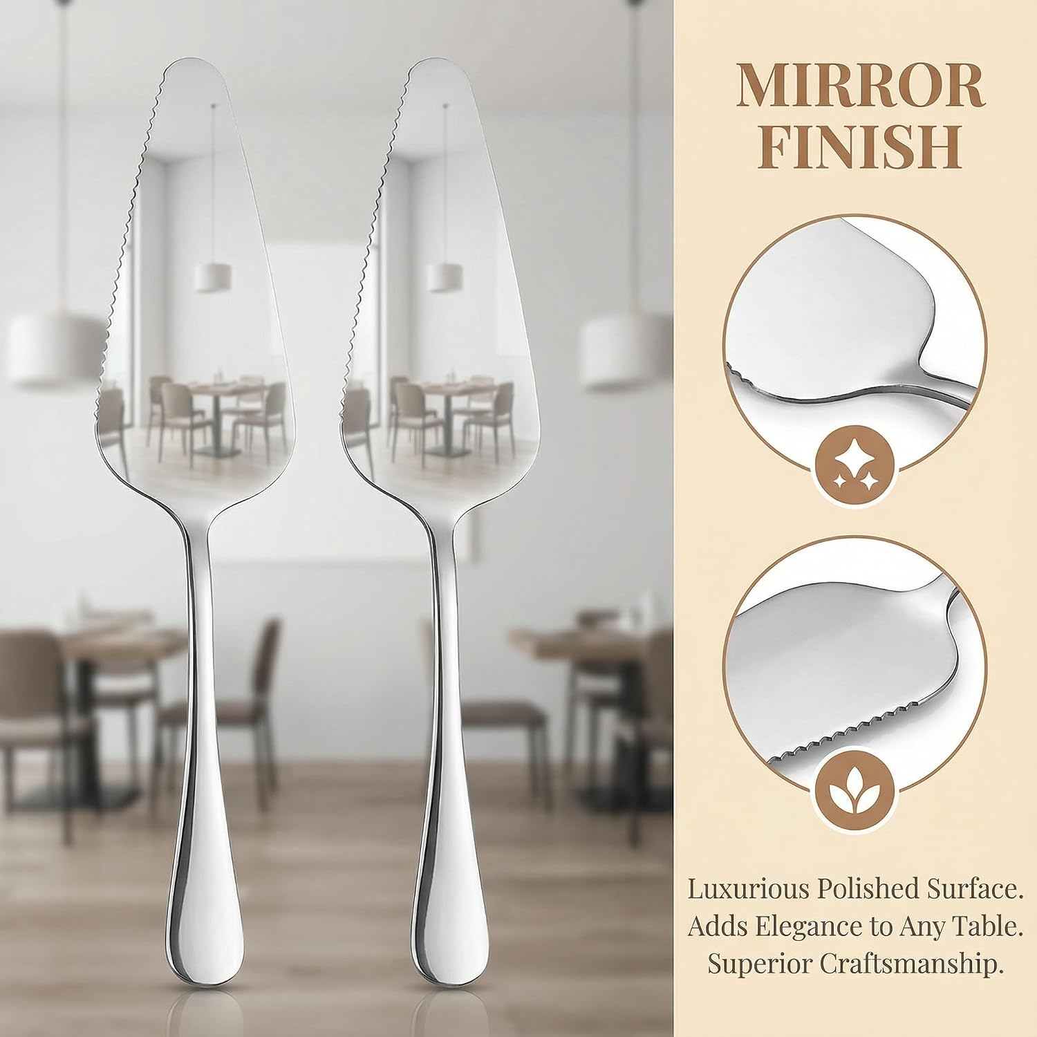 2-Piece Cake Server & Pie Cutter Set, Stainless Steel Triangle Spatula
