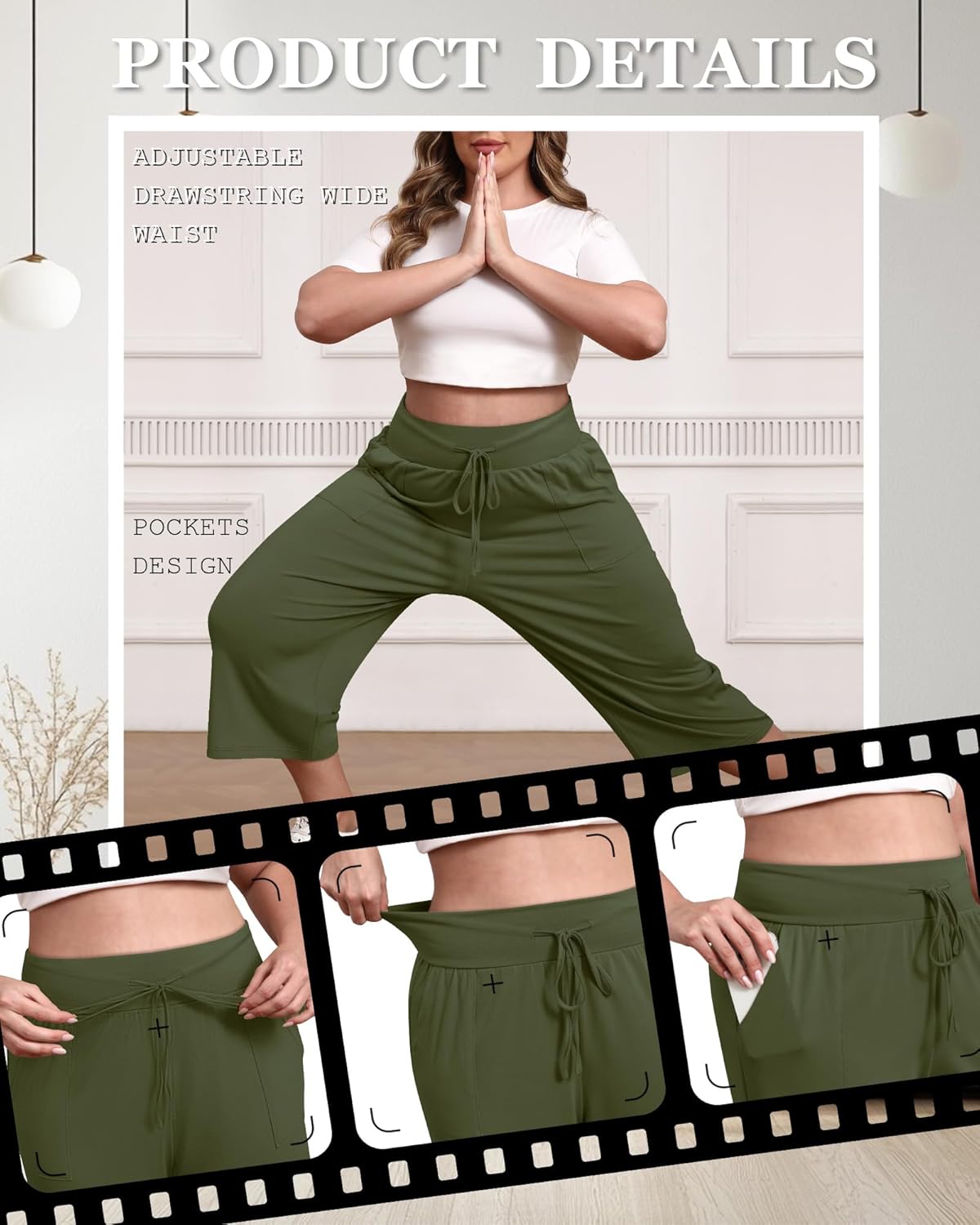 3 Pack Women's Plus Size Capri Pants, Drawstring Capris Sweatpants Casual Summer Cropped Pants with Pockets - Image 5