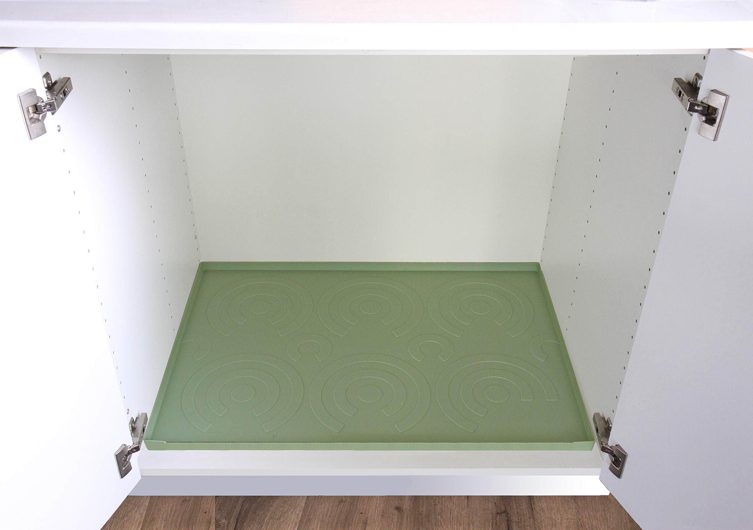 Kaze Silicone Under Sink Mat - Kitchen Cabinet Containment Mat for Bathroom Sink Drip Tray Liner Water Leak Protection (33 inch Width Cabinet, Jade)