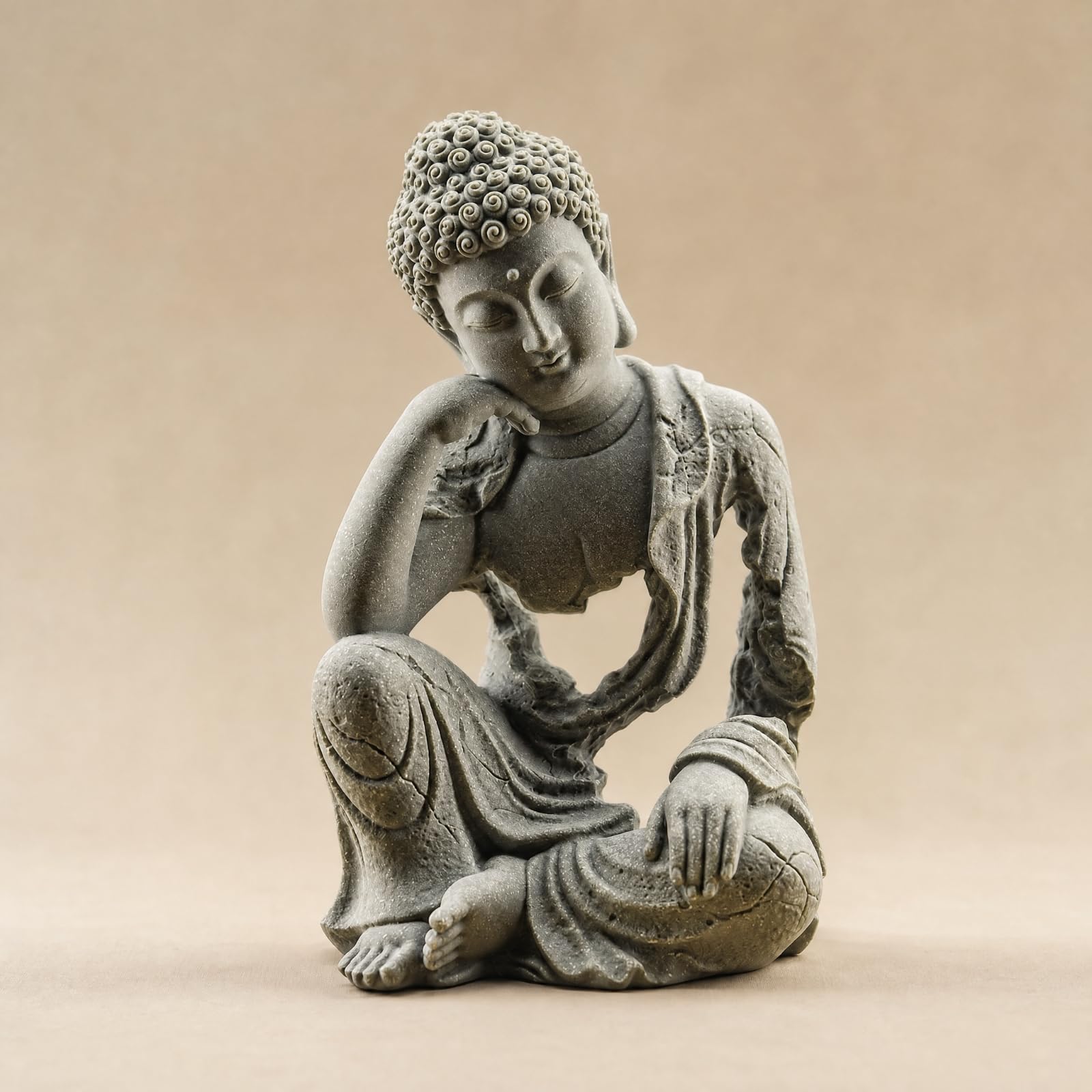 rockible Figura Buda Meditando Serena Estilo Estilo Im Minimalista, Estatua Buda Sentada, Estatua Budista, para Escritorio, Recibidor, 21 Cm