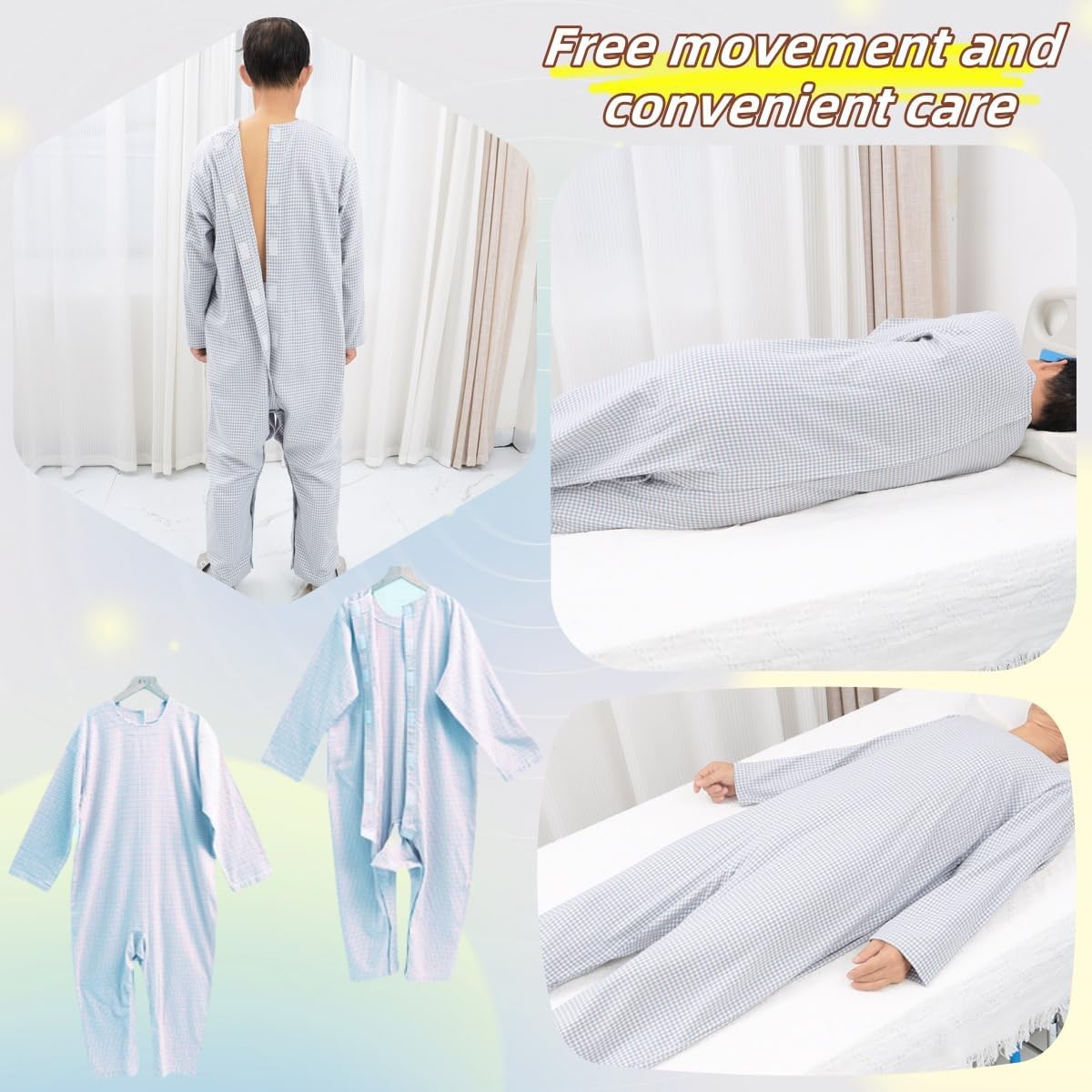 Unisex Anti-Strip Adaptive Jumpsuit with Magic Stickers,One-piece Long-sleeved Trousers,Suitable for Seniors,Alzheimer’s Patients,Incontinence Care,Dementia Patient - Image 4
