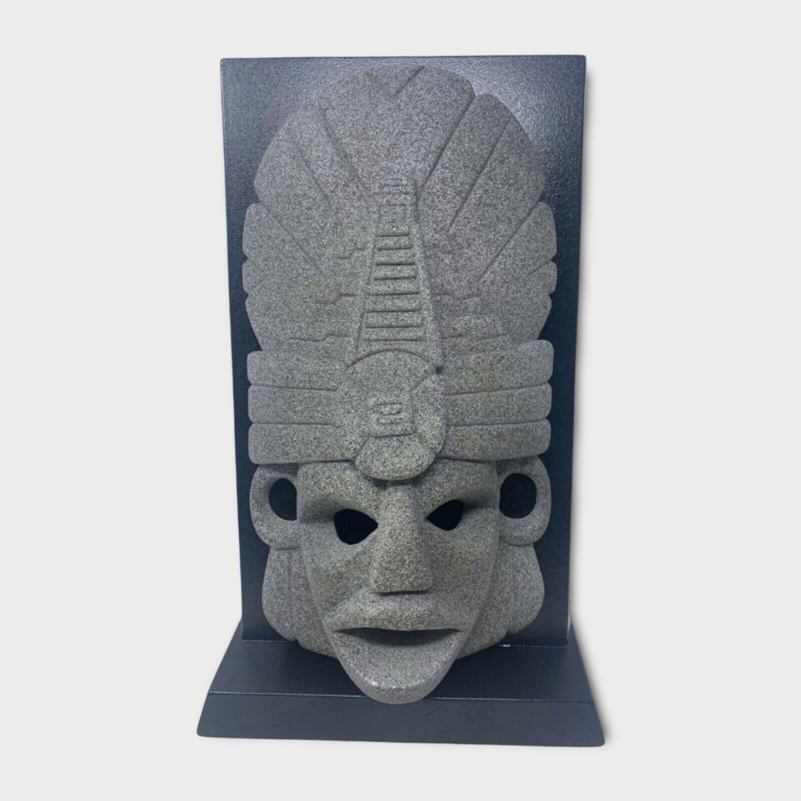 Handmade Mayan Warrior mask Sculpture Aztec Stone Color