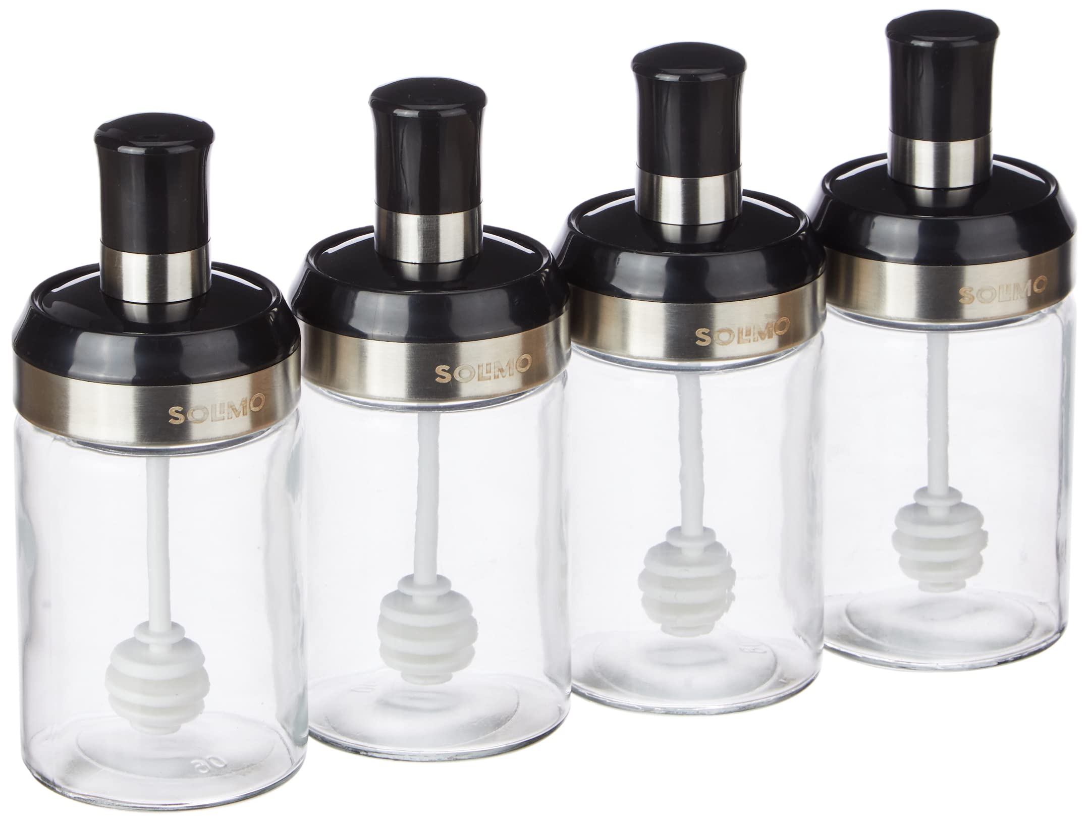 Solimo Borosilicate Glass Sauce Jar with Dipper, Set of 4 at ₹375