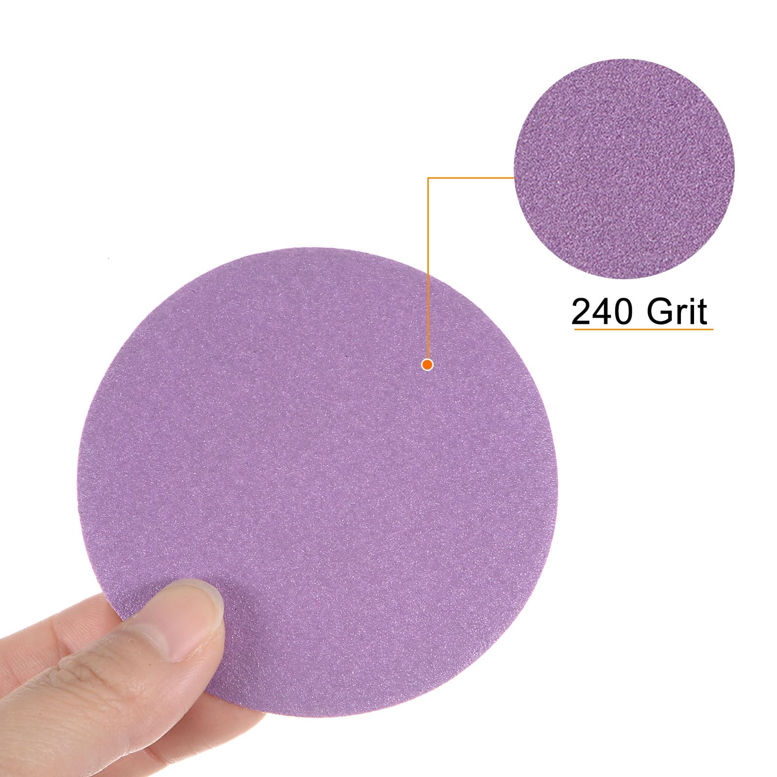 uxcell 50pcs 240 Grit Purple Sanding Discs 3 Inch Hook and Loop Aluminum Oxide Orbital Sanding Pads Paper Wet Dry Polish for Metal Woodworking Drywall - Image 4