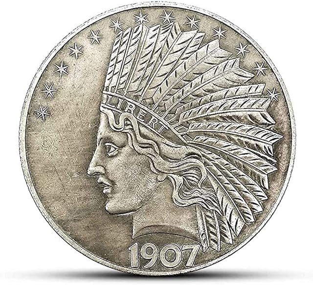 YukaBa MarshLing Antique Liberty Indian Head Ten-Dollars Coin - Great American Commemorative Old Coins- Uncirculated Morgan Dollars-Discover History of US Coins Perfect Quality
