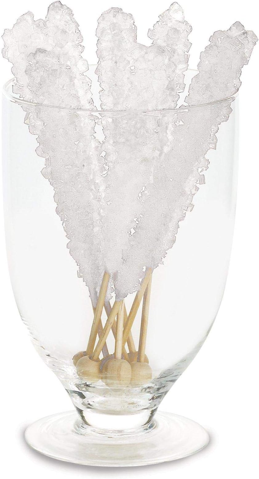 Clear (White) Rock Candy Sticks Wrapped 12 units